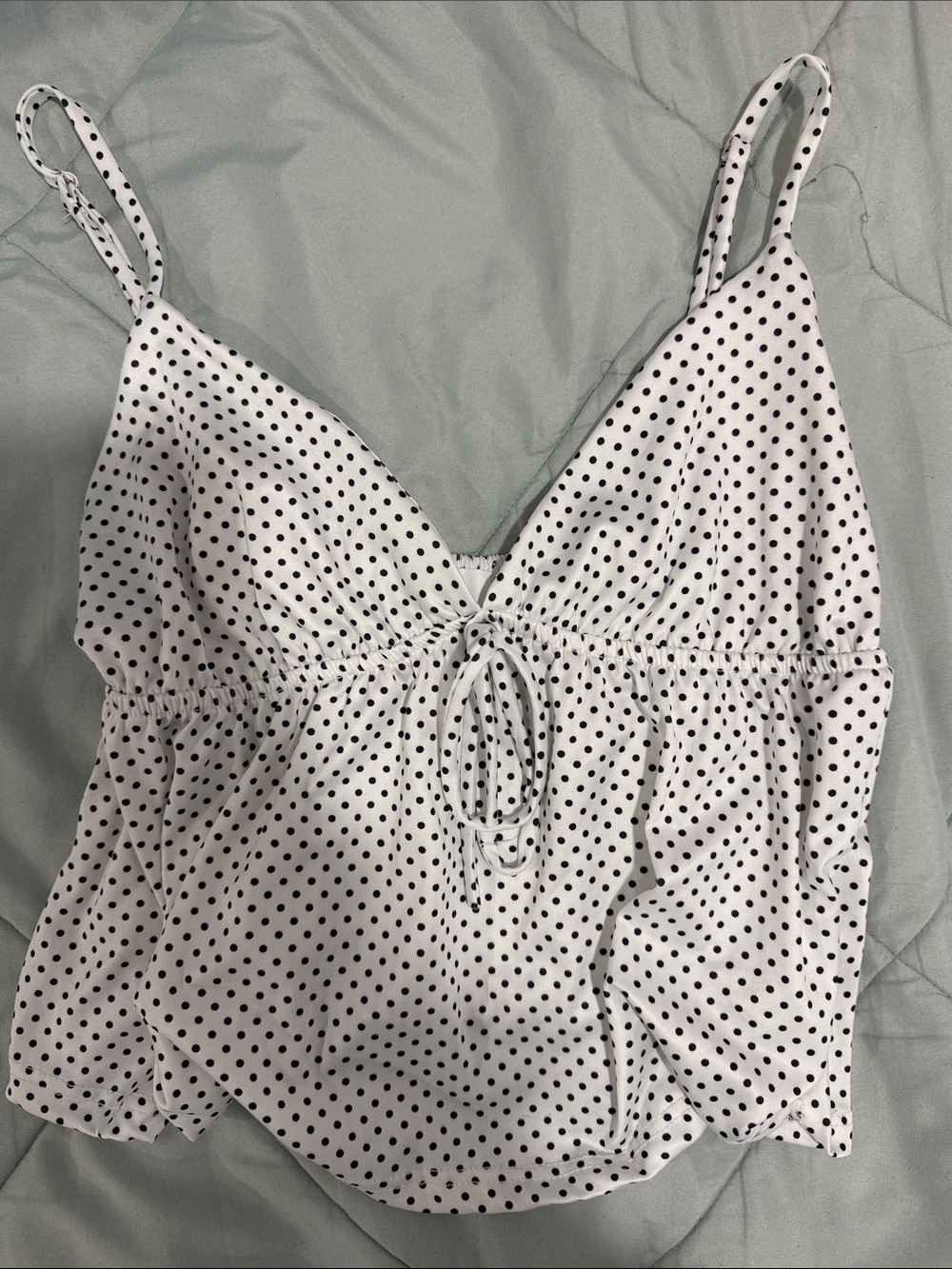 gaze White Cami with Black Polka Dots